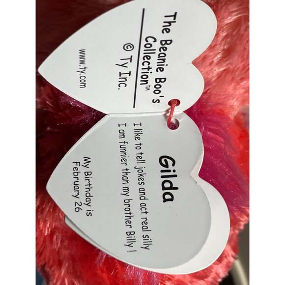 Ty Beanie Boo's Gilda Pink Flamingo 2018 Silk Plush Toy Blue Glitter Eyes - Picture 10 of 14